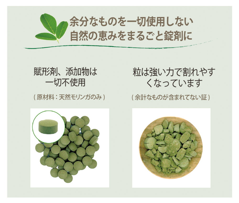 余分なものを一切使用しない自然の恵みをまるごと錠剤に