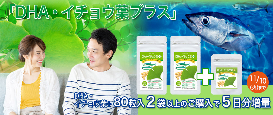 DHAイチョウ葉80粒を２袋以上のご購入で5日分プレゼント